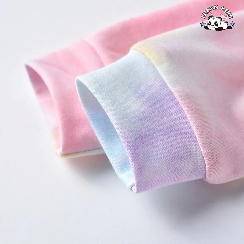 LEZONKIDS - Customizable Winter Autumn Trendy Fashion Tie Dye Hoodie and Joggers Set Tracksuit Kids Girl Fall Clothing